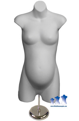 Female Maternity Form, White with MS3 adjustable Mannequin Stand